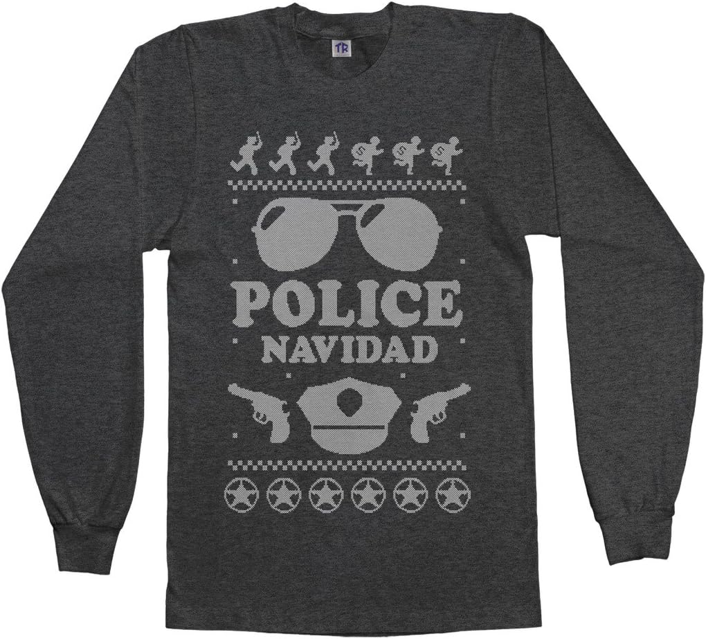 Threadrock Men's Police Navidad (Ugly Sweater) Long Sleeve T-Shirt