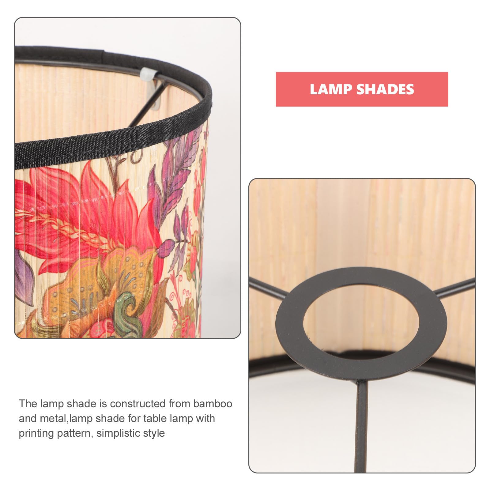 VICASKY Paralume in Bambù Motivo Vegetale per Lampada da Tavolo, Design Creativo, Resistente e Pratico, Adatto per Lampade Attacco E27 in Soggiorno e Camera da Letto