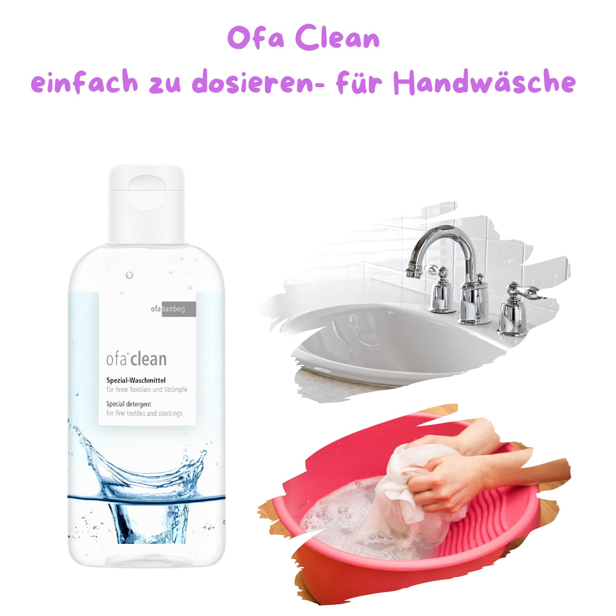 Ofa Clean Spezialwaschmittel Stützstrümpfe + Olanmarp Wäschenetz (500 ml) | Schonende Pflege für Kompressionsstrümpfe, inkl. Wäschenetz – ideal für empfindliche Medizintextilien