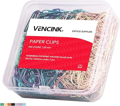 300 Pieces Multicolor Cute Paper Clips, Smooth Stainless Steel Drop-Shaped Colorful Wire Small Paperclips for Office Supplies Girls Kids School Students Paper Document Organizing by VENCINK