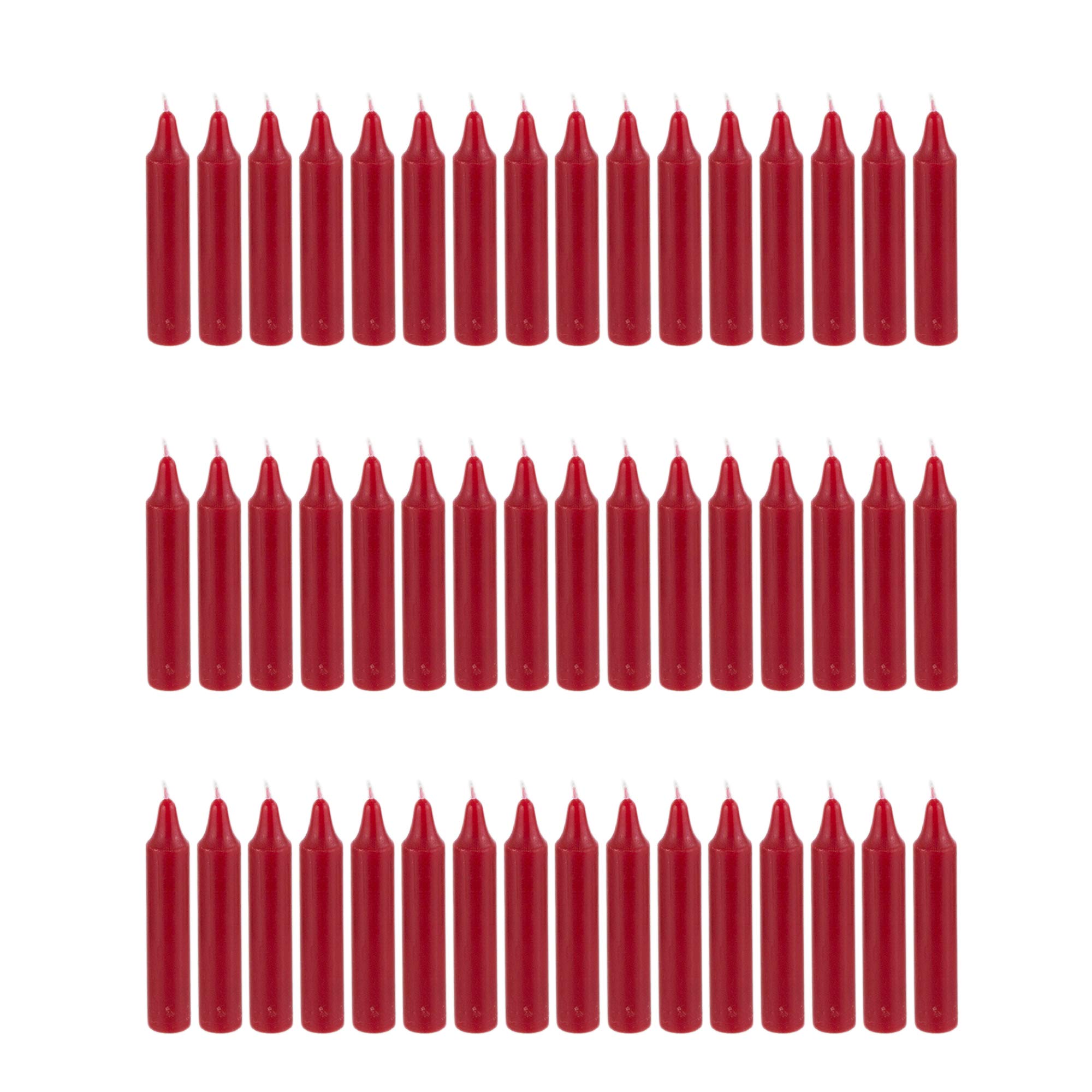 Mega Candles 48 pcs Unscented Straight Red Taper Candles, Hand Poured Wax Candle 4 Inch x 3/4 Inch, Home Décor, Wedding Receptions, Centerpieces, Birthdays, Celebrations, Romantic Events, Holders
