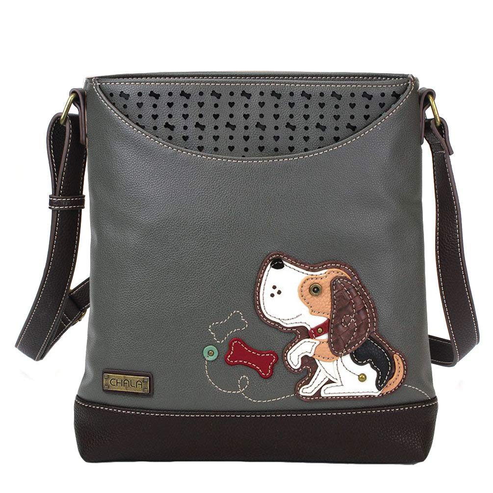Chala Group Chala Handbags Dog Sweet Messenger Bag Purse Dog Mom Dog Lover Gray 10 x 11 x