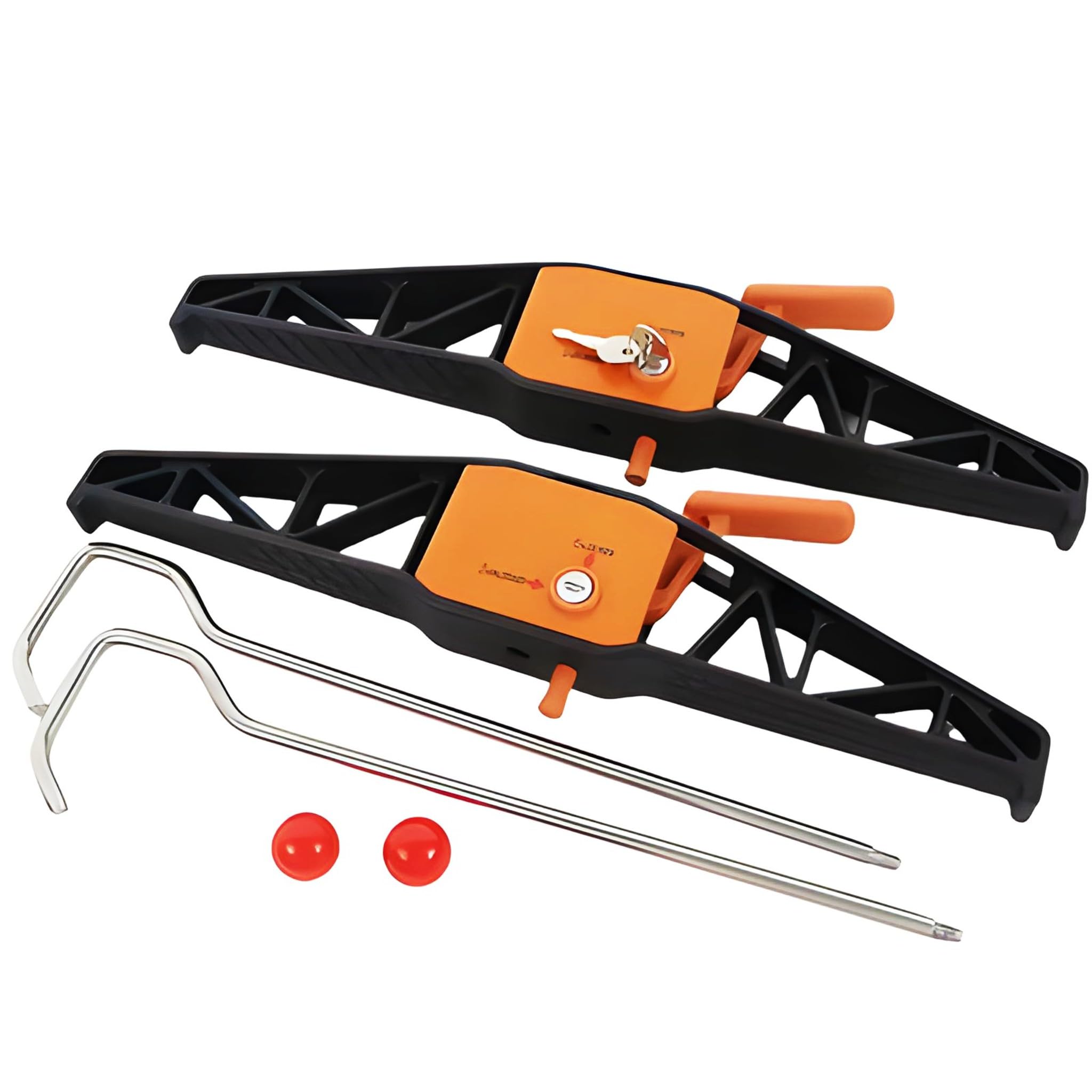 Bricoloco Sistema antifurto per fissaggio sicuro delle scale sulle barre dei veicoli – Kit 2 Pezzi di fissaggio antifurto per furgoni, auto, camper e veicoli industriali