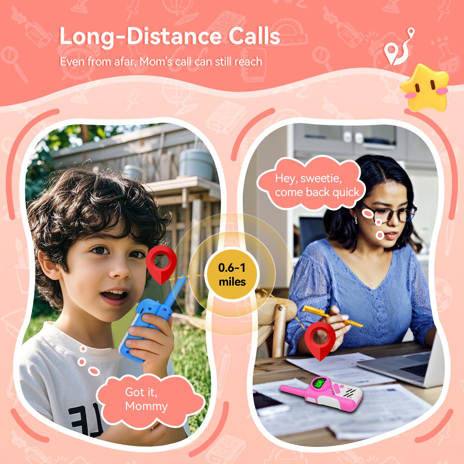 EZTalk - 70 walkie talkies para niños, modo seguro, radio de 2 vías recargable, juguetes para niños y niñas de 6 a 12 años, regalos de cumpleaños, familia al aire libre, senderismo, campamento 2