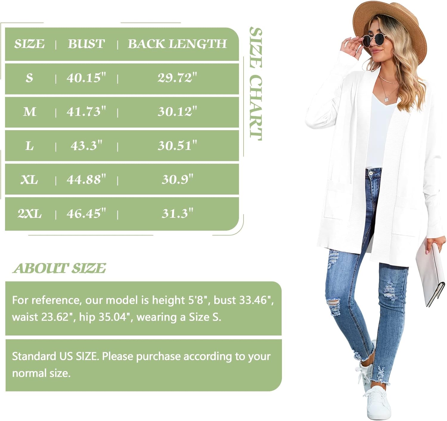SUEANI Women's Open Front Casual Long Sleeve Knitwear Classic Sweaters Cardigan with Pockets - Image 6