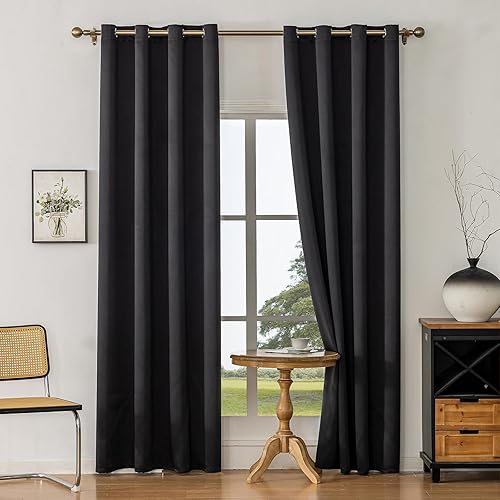 Miniatura 14 de Cortinas opacas con aislamiento térmico y ojales para dormitorio y sala de estar, 2 paneles, 52 pulgadas de ancho x 95 pulgadas de largo, textura de