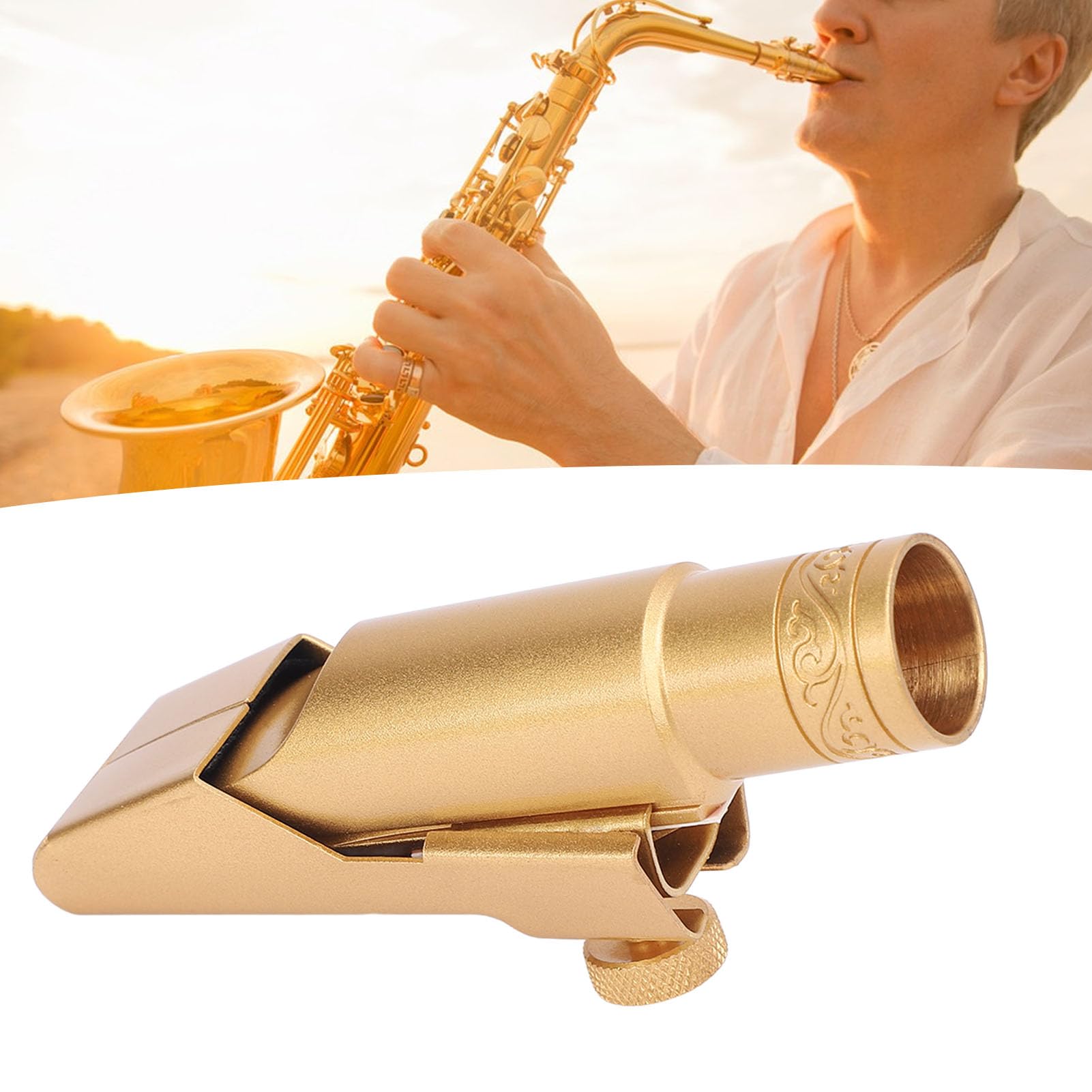 Tissting Altsaxophon Mundstück 5C Vergoldetes Messing Metall | Saxophon Mundstück für Fachleute Anfänger Musikinstrument Zubehör
