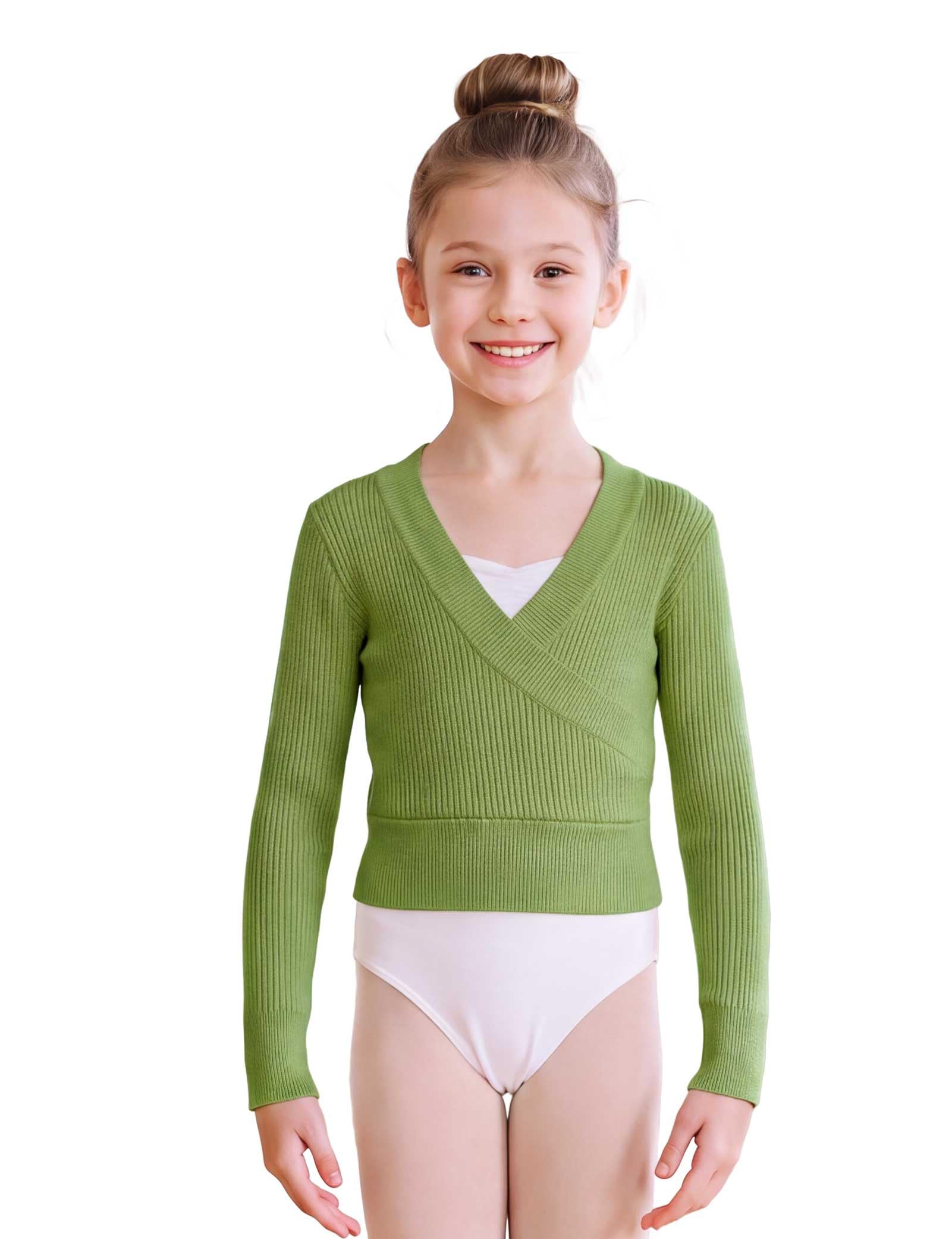 Girls Ballet Sweater Kids Long Sleeve Warm up Knit Dance Tops