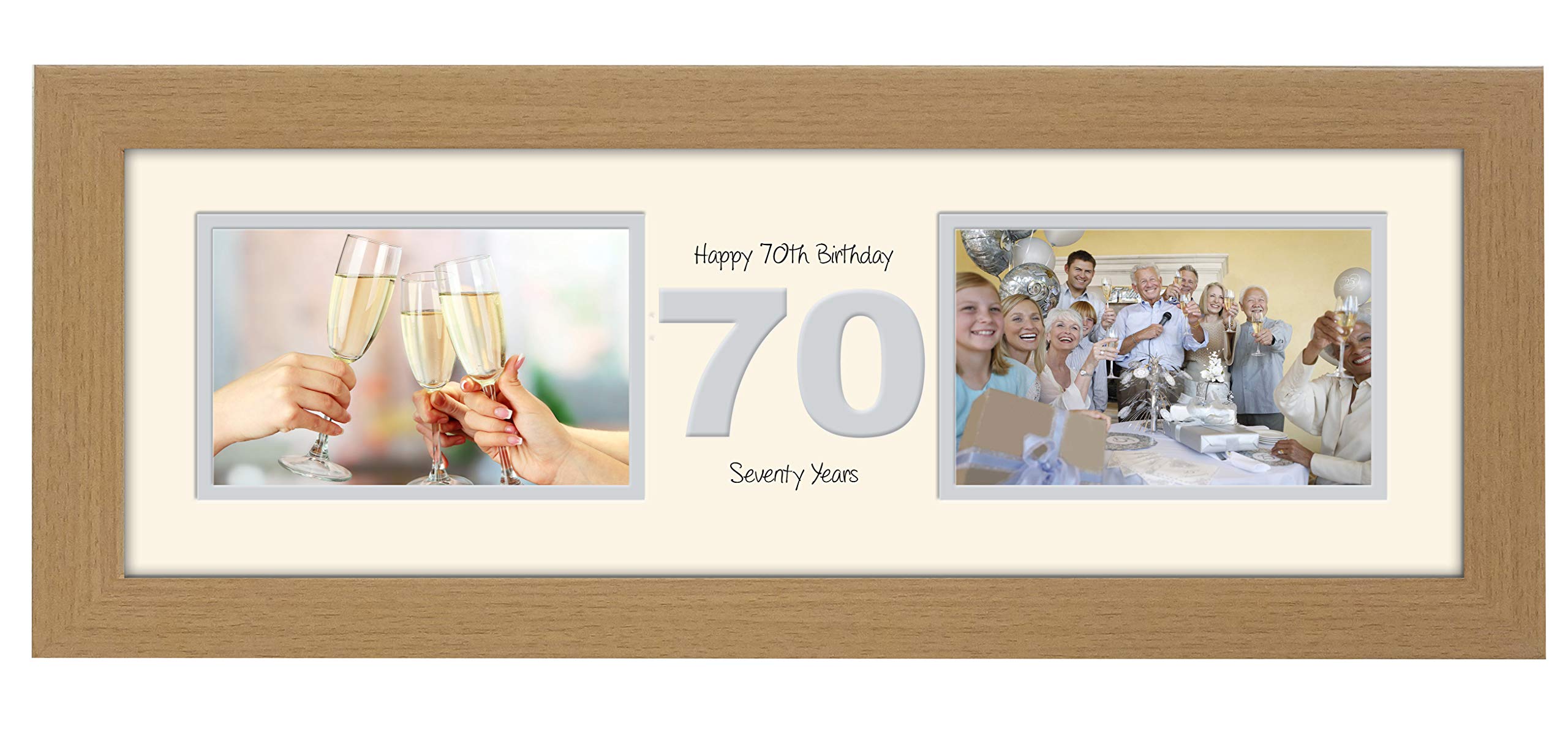 Photos In A Word Oak Finish Frame Cream Mount Grey Inside 70Th Birthday Photo Frame Seventieth Gift Takes Two 6”X4” Landscape Photos 1228A (Oak Finish Frame Cream Mount Grey Inside)