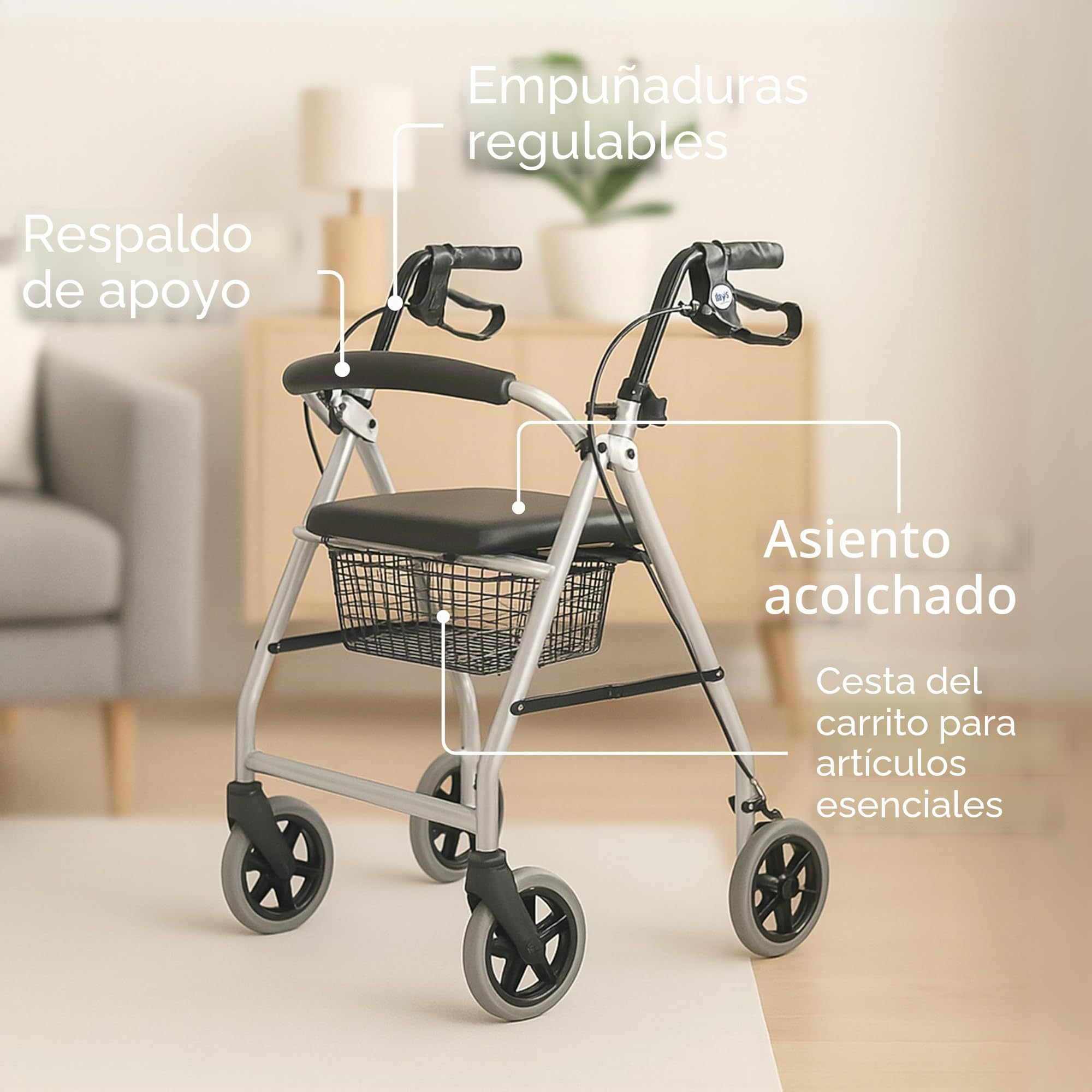 Patterson Medical Andador ligero de aluminio con ruedas, color Gris