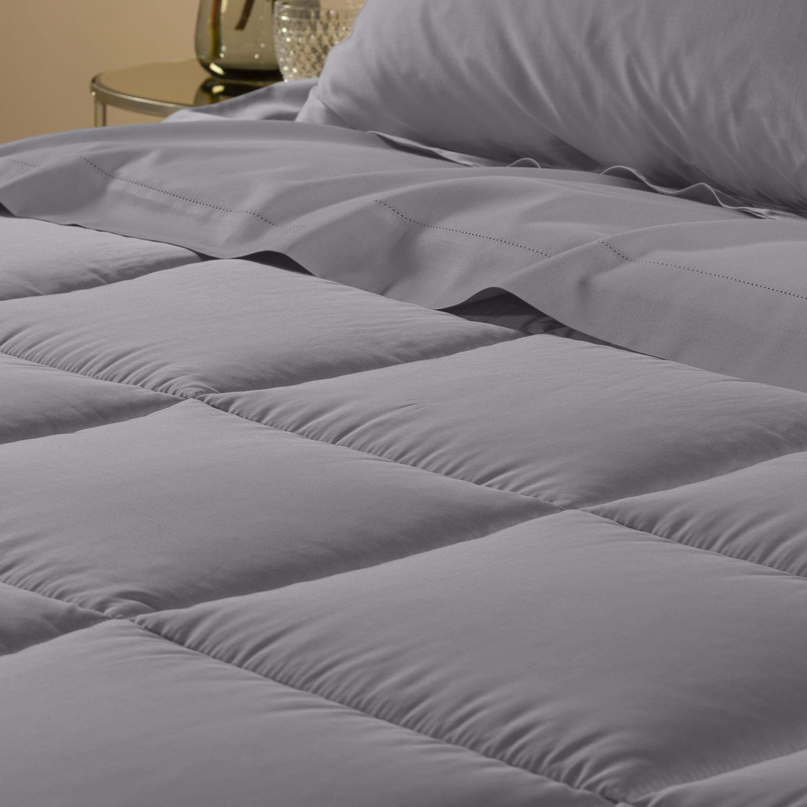 Caleffi 18544 Raso di Cotone Trapunta per Matrimoniale Letto, Grigio