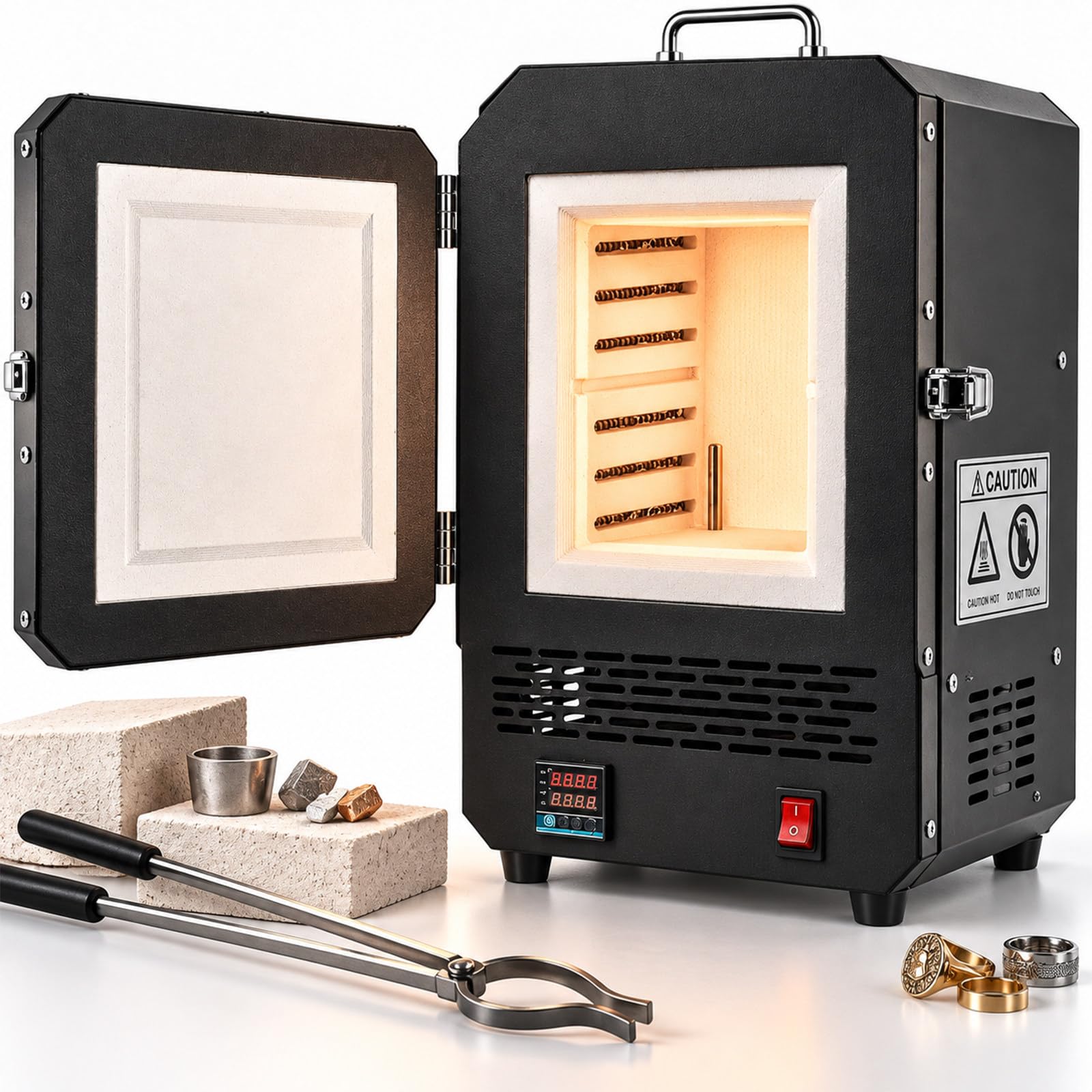 Forno Elettrico Programmabile, Forno a Muffola Compatto 1500W, Max 1200°C