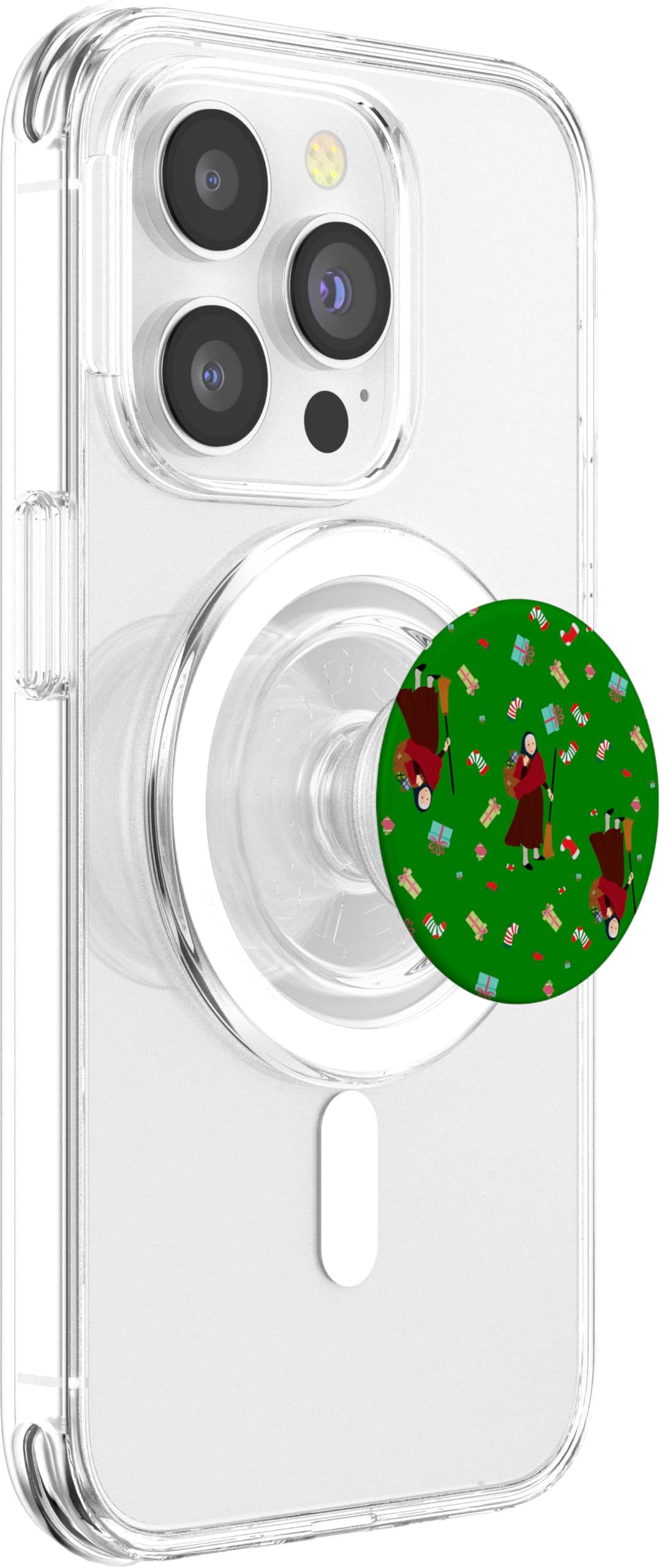 ugly christmas witch befana green spookmas gothmas gothic PopSockets PopGrip for MagSafe, Clear - Image 4