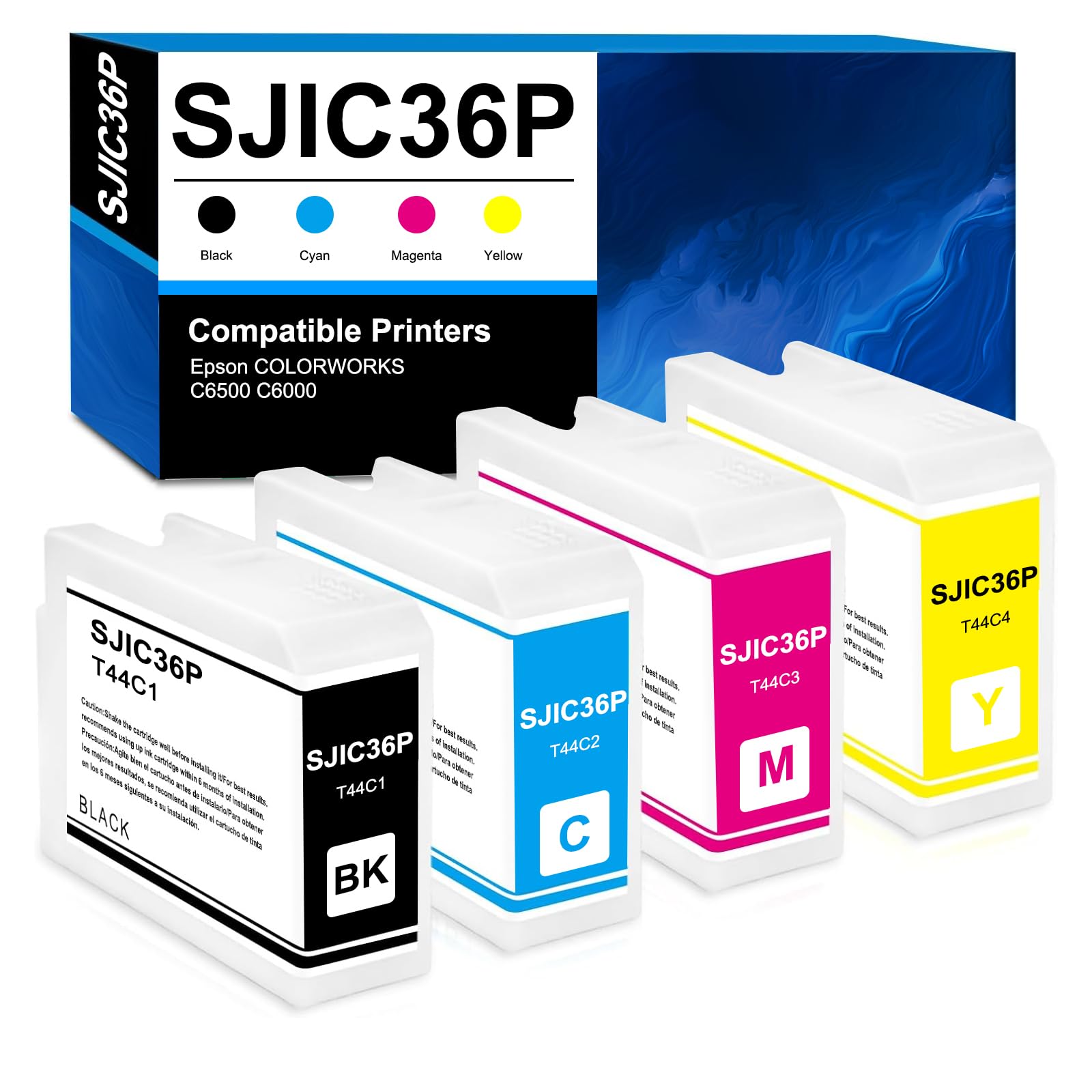 SJIC36P Cartucho de Tinta para epson SJIC36P SJIC36P-K SJIC36P-C SJIC36P-M SJIC36P-Y C13T44C440 C13T44C340 C13T44C240 Compatible para epson ColorWorks C6000 C6500 (Negro Amarillo Cian Magenta)