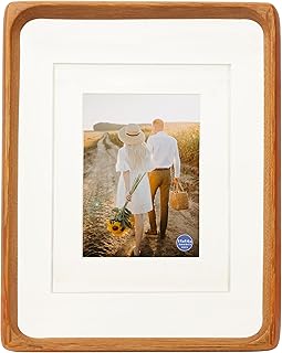 11x14 Picture Frames Teak Solid Wood with Real Glass Vertical Horizontal Standing Display Photos 5x7/8x10 with Mat or 11x14 Without Mat Lovely Gift for Desk Tabletop Wall Mount Y14
