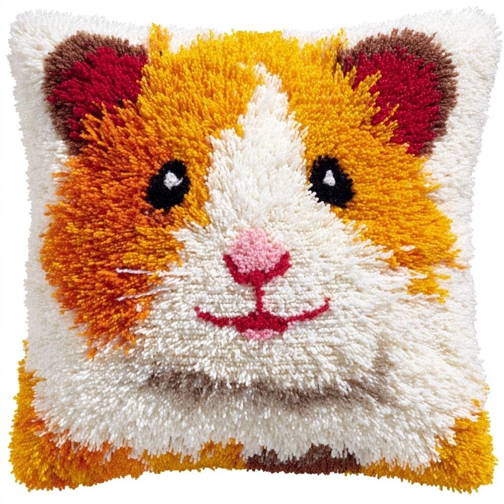 Axiangzik Animal Hamster Diy Latch Hook Cushion Kit For Adults,