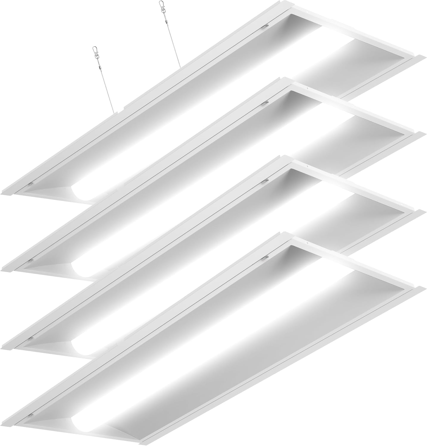 Sunco Lighting 4 Pack 2x4 Retrofit Center Basket Troffer Light, 7000 Lumens, 3500K/4000K/5000K Selectable CCT, 30W/40W/50W Adjustable Wattage, 0-10V Dimmable, AC120-277V - ETL-Certified.