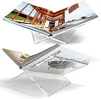 BaselineIGR Large Clear Acrylic Book Stand 12.5x9.5x5.5 - Open Book Holder for Cookbooks Bibles Magazines Art Books Home Office Display