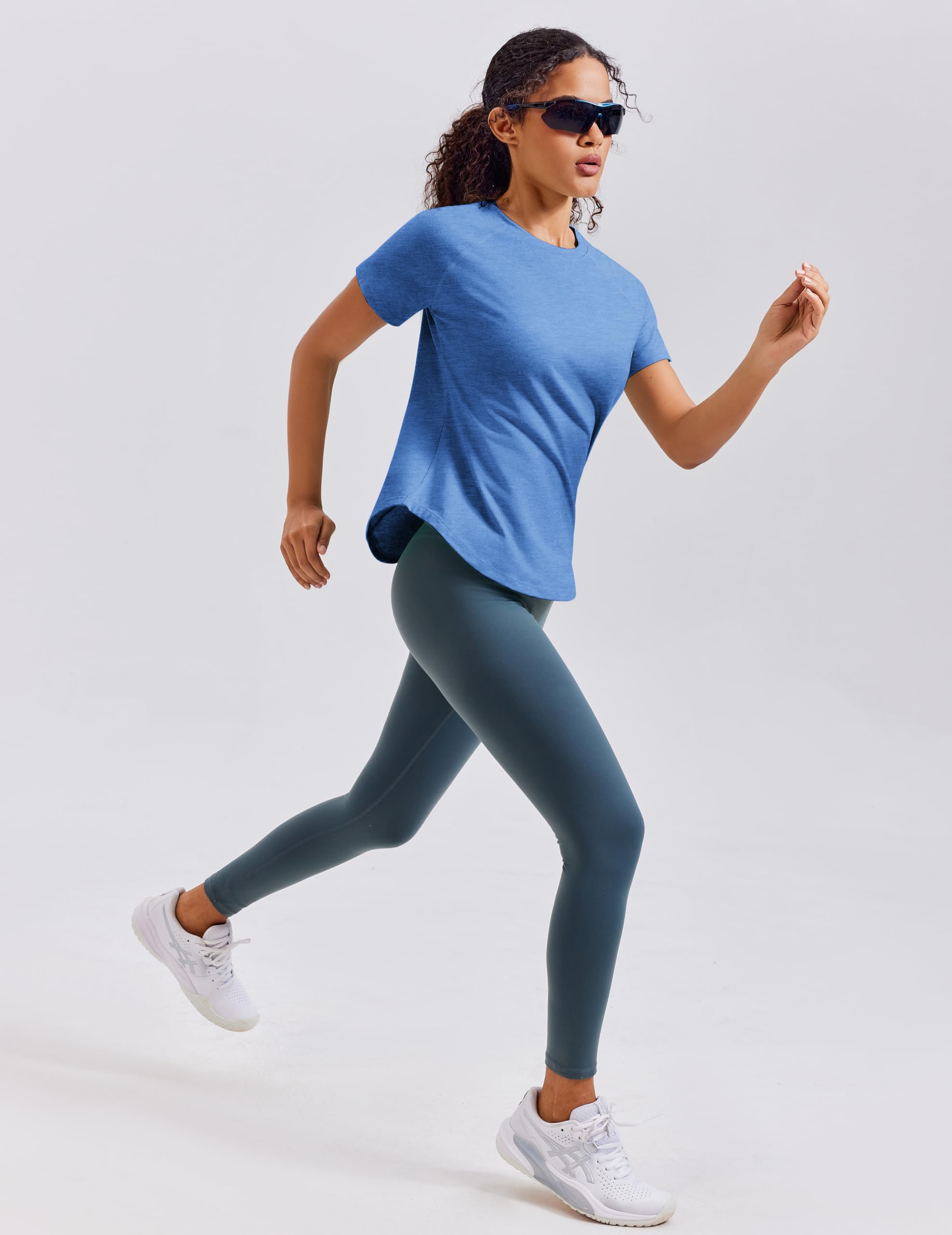 PINSPARK Sportshirt Damen Kurzarm UV-Schutz Sport T-Shirt Atmungsaktiv Netzstoff im Rücken Fintess Laufshirt Leicht Yoga Oberteile Schnelltrocknend Gym Funktionsshirts - 3