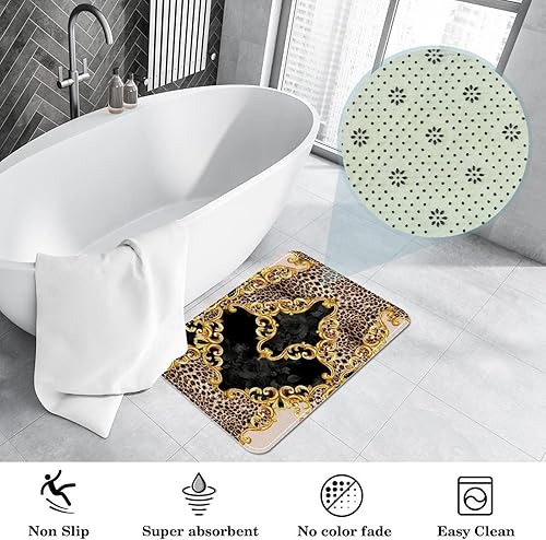 Miniatura 4 de Tapete de leopardo abstracto, duradero, para puerta delantera, tapete antideslizante y absorbente, resistente a la suciedad, para decoración de
