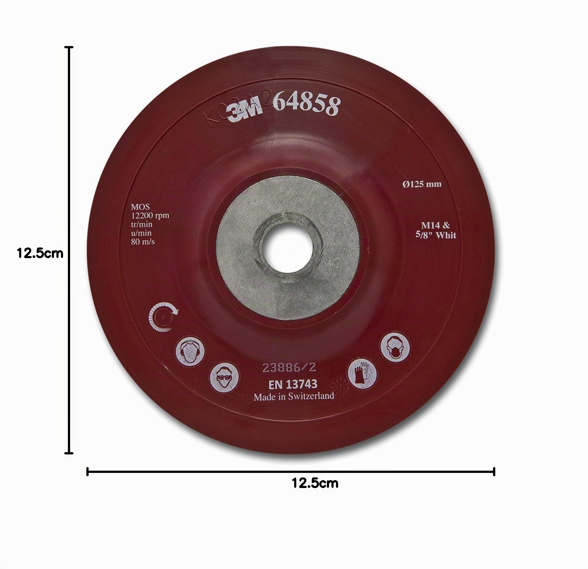 3M plateau pour disques abrasifs Cubitron II - Diamètre 125mm - 1 x plateau de support pour ponceuse et meuleuse en rouge