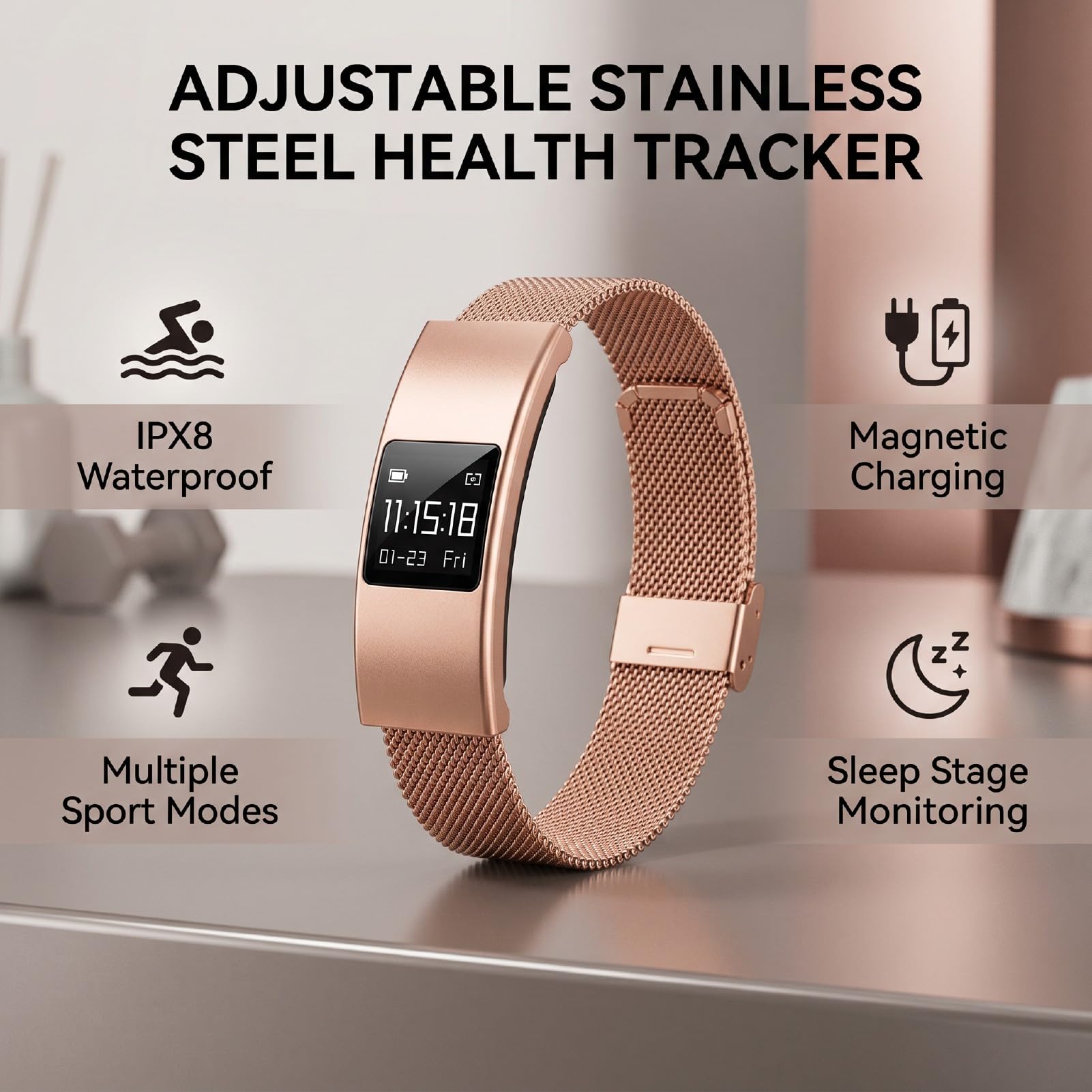 Topiky Bracelet connecté Intelligent pour Femme Homme, Tracker Fitness | Tracker d'activité étanche IPX8, Bluetooth 5.3, Contrôle par Application, Suivi de santé et Fitness avec Multiples Modes
