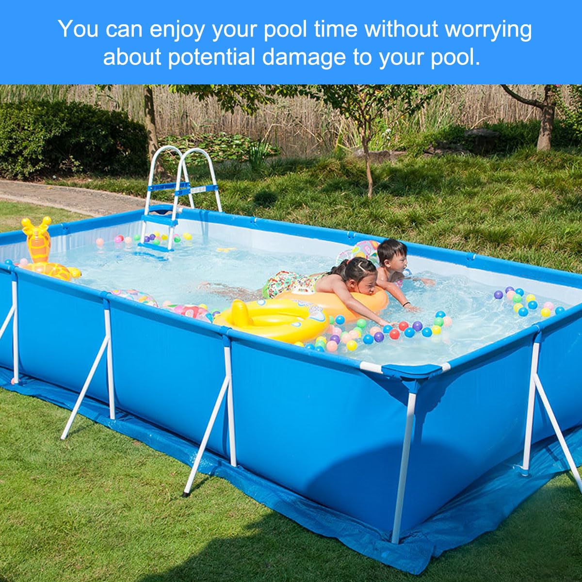 Pool Bodenplane, Rechteckig Pool Ground Tuch, Aufblasbarer Swimmingpool Bodenschutzplane für Aufstellpools & Rahmen Pool (250 * 450cm/98.43 * 177.17in)