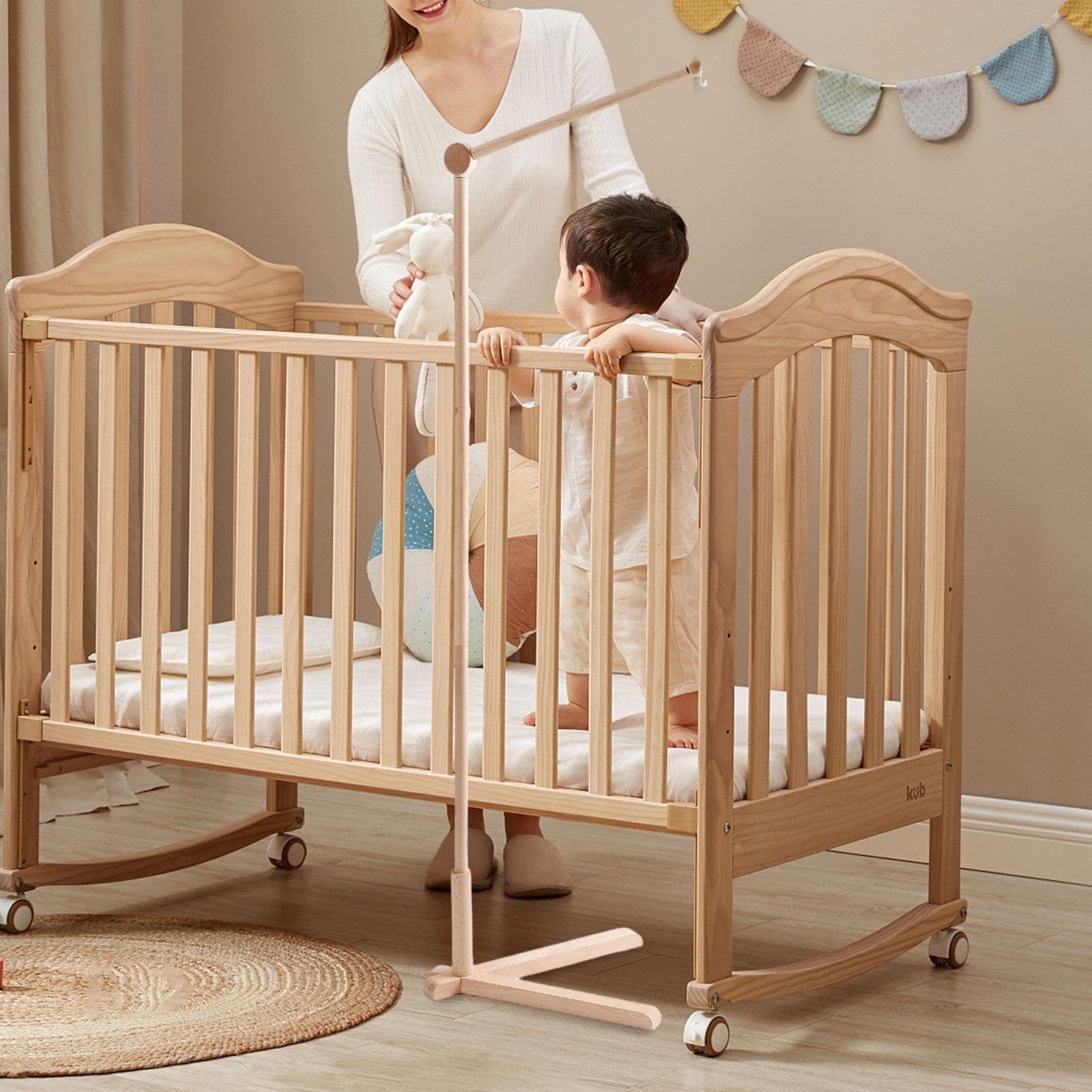 Harilla Soporte para Cuna Móvil, Soporte para Cuna, Hecho a Mano, Giratorio de 360 Grados, Soporte para Cama para El Hogar, Shower, Dormitorio, Niños Y