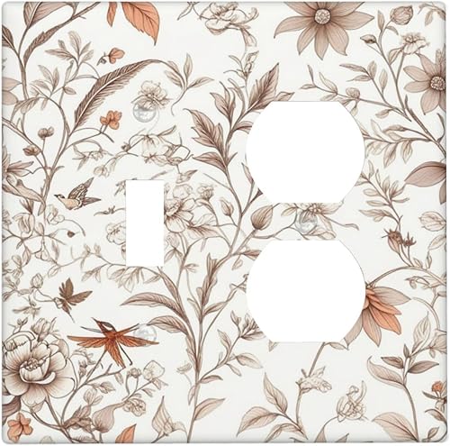 Miniatura 14 de Cubiertas Decorativas para Tomacorrientes Boho Floral Beige Flor y Hoja Botánico 1 Gang Interruptor de Luz Dúplex Placa Cubierta Placas de Boho