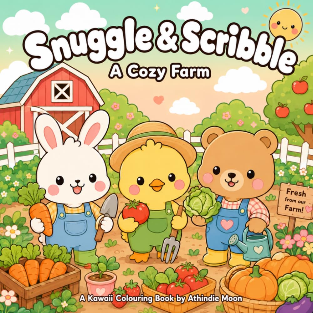 Snuggle & Scribble Coloring Book: A Cozy Farm: Simple Big Designs, Featuring Cute Animal Friends On The Farm, Suited for all ages, 30+ Coloring Pages