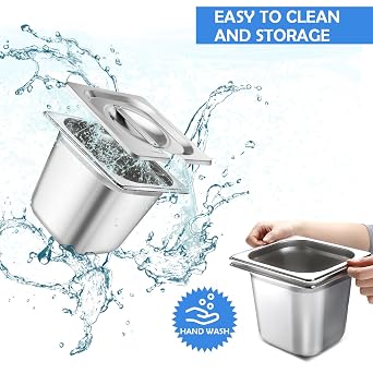 Maxcheck 12 Pcs Stainless Steel Hotel Pan with Lids 1/6 Size, 5.9 Inch