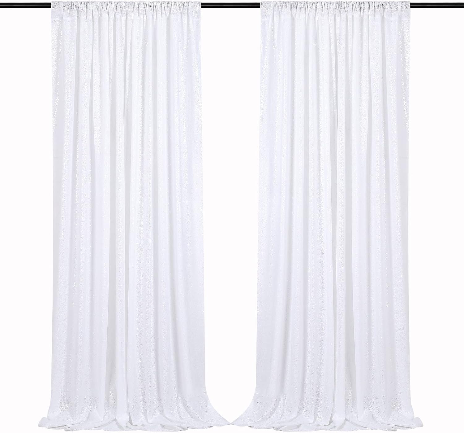 B-COOL White Backdrop Sequin Curtains 2 Pieces 2FTx8FT Backdrop Curtain Sparkly Photo Backdrop for Birthday Party Wedding Backdrop Drapes