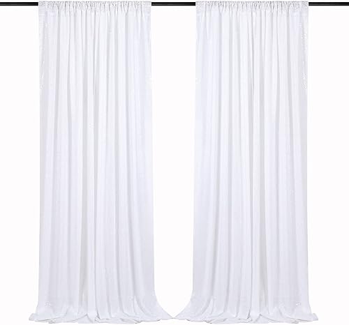 Miniatura 1 de Cortinas con lentejuelas doradas, 2 unidades de 2 x 8 pies, con brillantina, telón de fondo para bodas