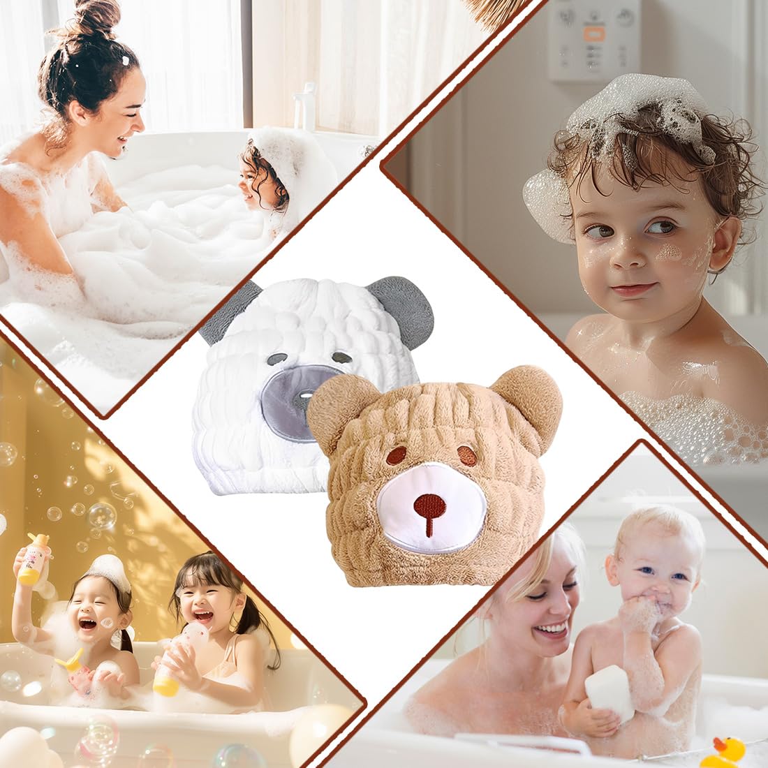 Turbante per capelli in microfibra anti-crespo per bambini, confezione da 2, turbante per capelli in cotone, asciugamano per la testa delle ragazze, cappello per capelli ad asciugatura rapida