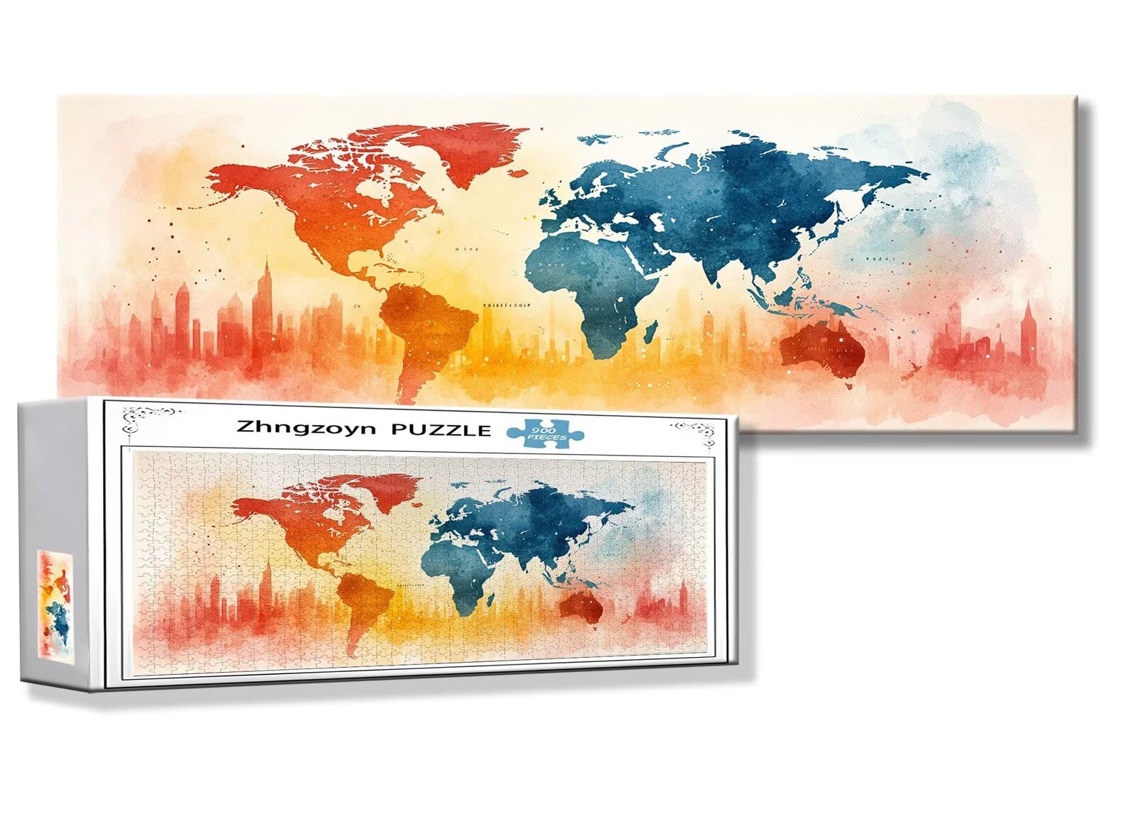 Puzzle Carte du Monde 900 Pieces Rétro Puzzle Adultes 87 x 34 cm DIY Difficile Classiques Jigsaw Panoramique, Adulte Jeu éducatif, 2025 Bois Jigsaw Art Impossible Famille Challenge, Femme Cadeau G-0