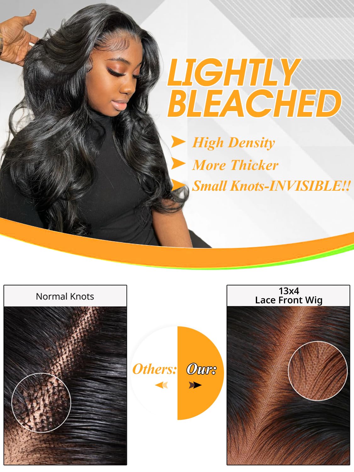Bele 32 Inch Body Wave Lace Front Wigs Human Hair 180 Density 12A Brazilian 13x4 Lace Front Wigs Human Hair Pre Plucked HD Transparent Lace Frontal Wigs for Women - Image 4