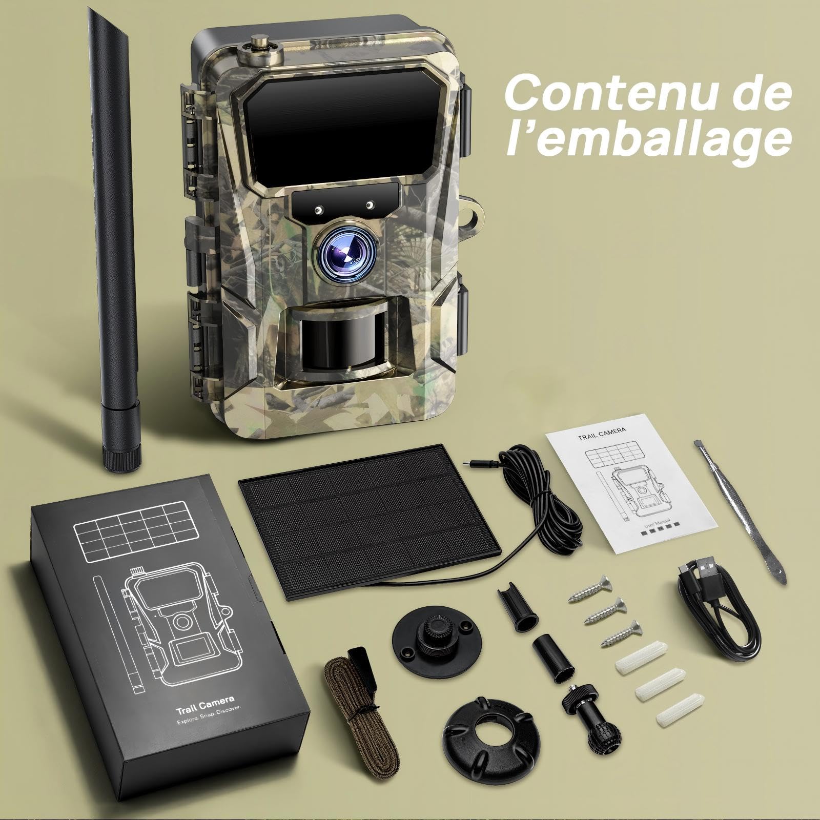 iZEEKER Caméra de Chasse Solaire 2 en 1 4G LTE et Standard, HD 48MP Caméra Chasse Vision Nocturne Détection de Mouvement, Contrôle Application sans WiFi Etanche IP66 avec Carte SIM & Carte TF 64 Go