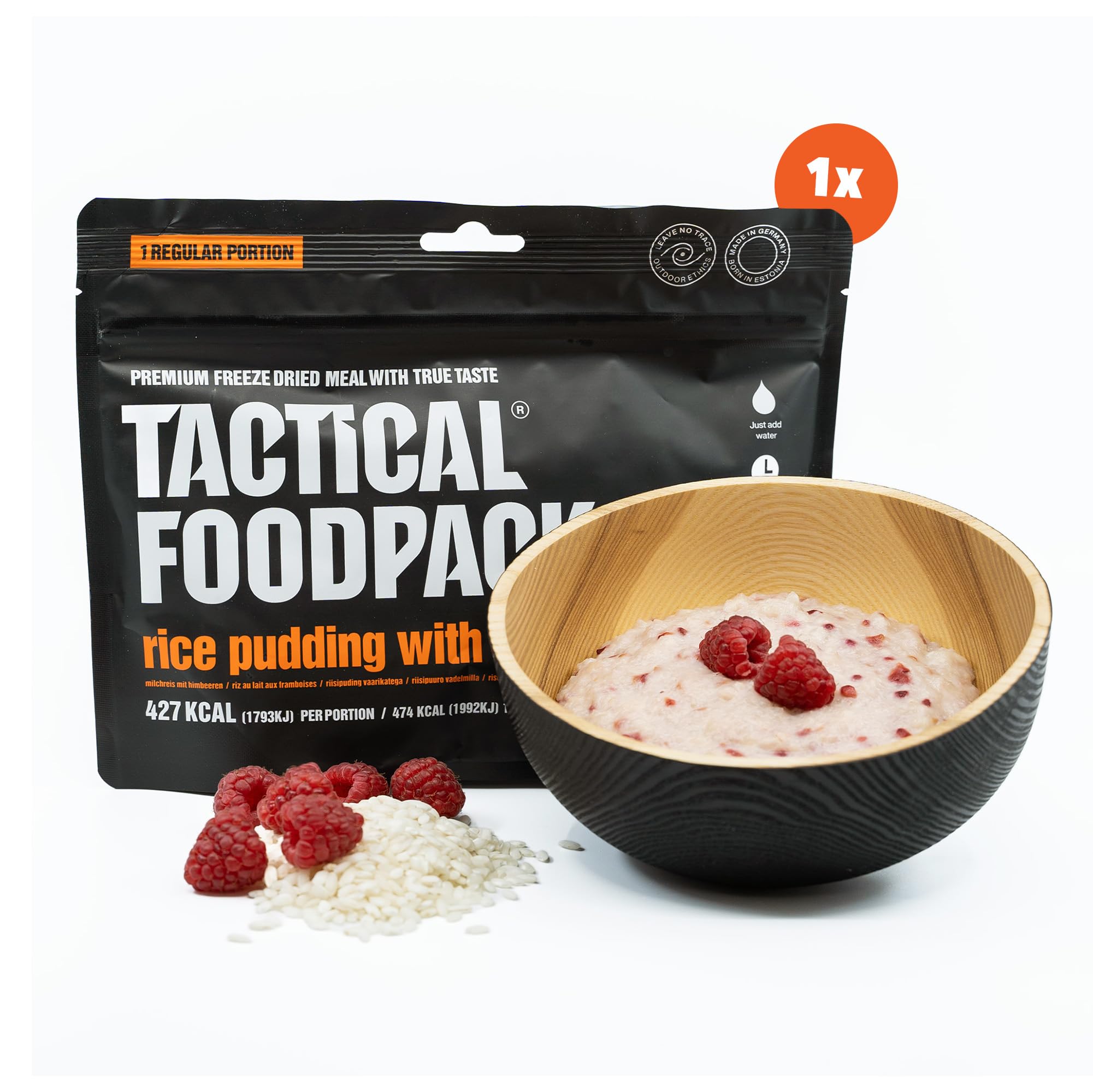 Tactical Foodpack 1 Day Mix Set – Gefriergetrocknetes für Outdoor - Rice Pudding, Chicken Curry & Beef Pot – Mahlzeiten für Camping, Notfallrucksack & Survival Kit – Frühstück bis Abendessen