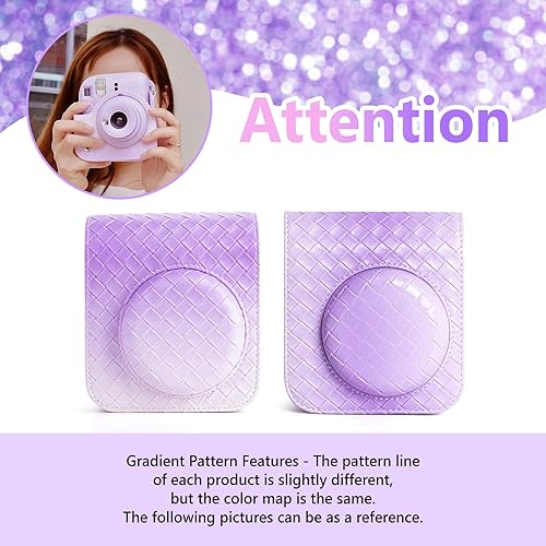Miniatura 5 de MUZIRI KINOKOO Funda para cámara de película instantánea Fujifilm Instax Mini 12Polaroid Mini 12, funda protectora de piel sintética con tejido