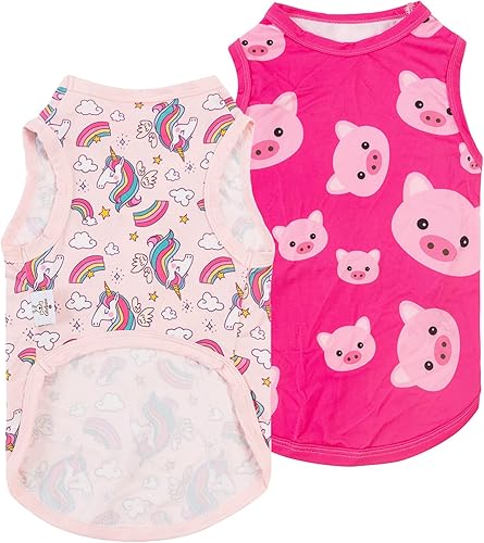 CuteBone Paquete de 2 camisas para perros, ropa suave para mascotas, chaleco de verano transpirable para cachorros pequeños y ropa elástica para
