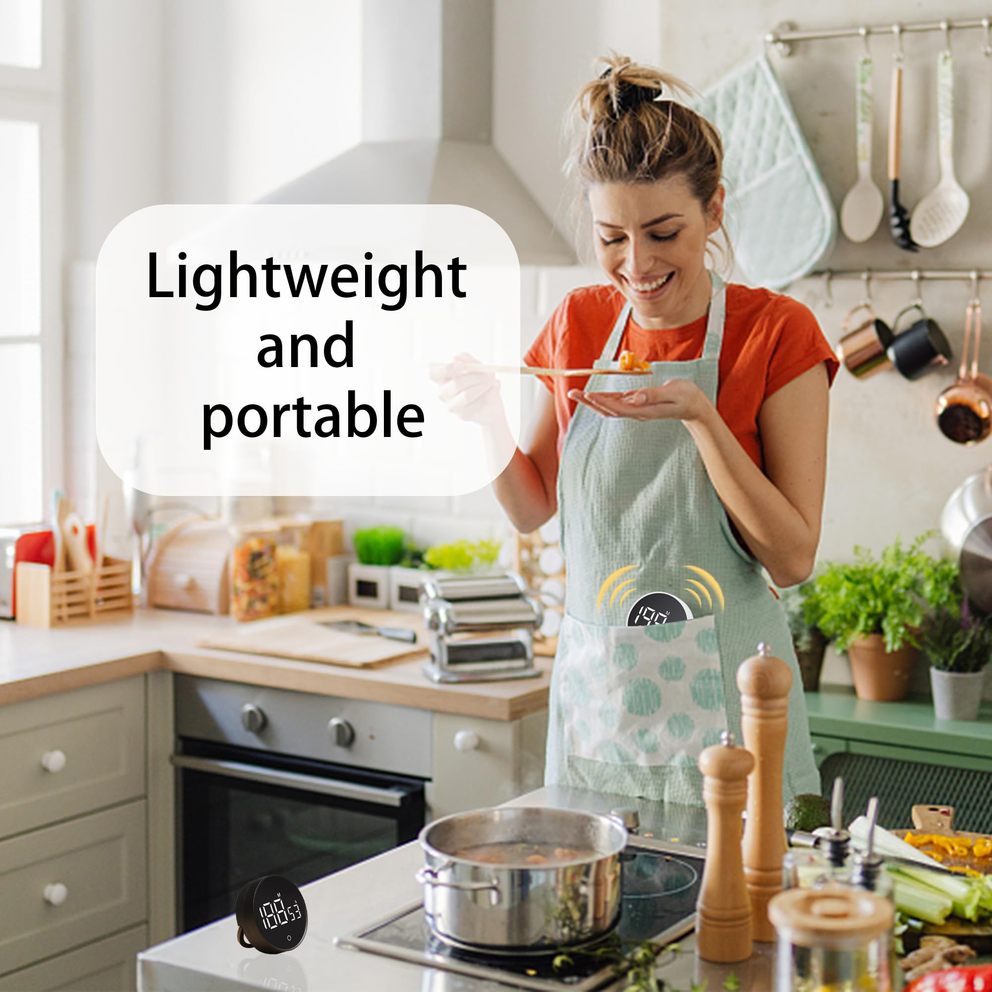 Digitaler Küchentimer, visueller Timer, magnetischer Countdown-Countup-Timer, große LED, 200-Minuten-Anzeige, Lautstärke einstellbar zum Kochen, Fitness, Lernen, einfach für Kinder und Senioren
