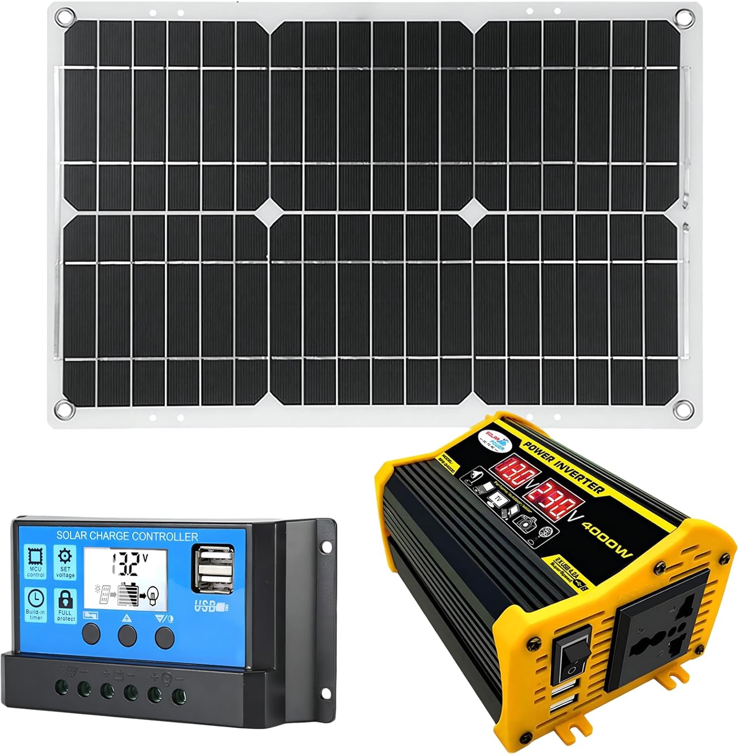 18W Off-Grid Solar Panel Kit with 12V DC Power Converter & 30A Controller - Waterproof & Portable for Outdoor Charging