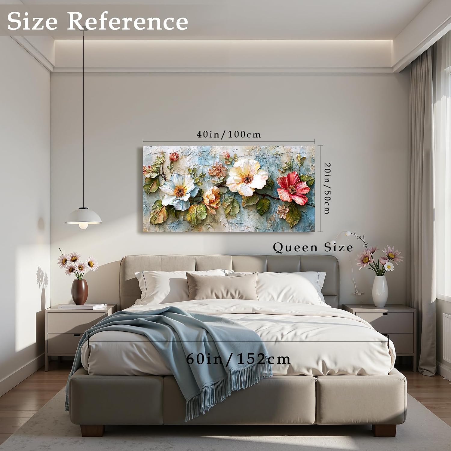 imjiayu Wall Art for Living Room, Floral Canvas Wall Art, Vintage Flower Painting Prints, Farmhouse Nature Floral Botanical Wall Decor for Bedroom Bathroom Office Home Decoration, 20"X40"