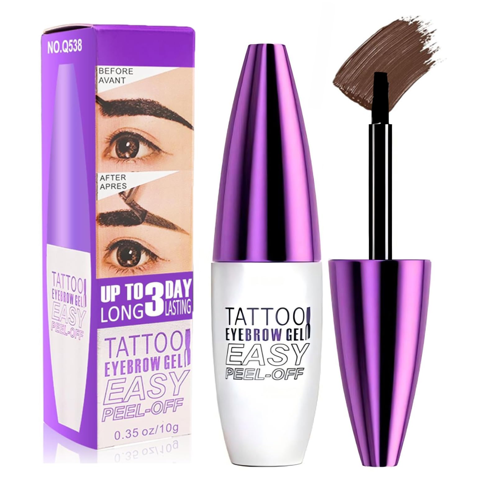 Tattoo Eyebrow Gel Easy Peel Off, Waterproof & Sweatproof Eyebrow Tint Peel Off, Easy Peel-Off Eyebrow Gel, Suitable For All Skin Types,Thanksgiving and Christmas gifts (Dark brown)
