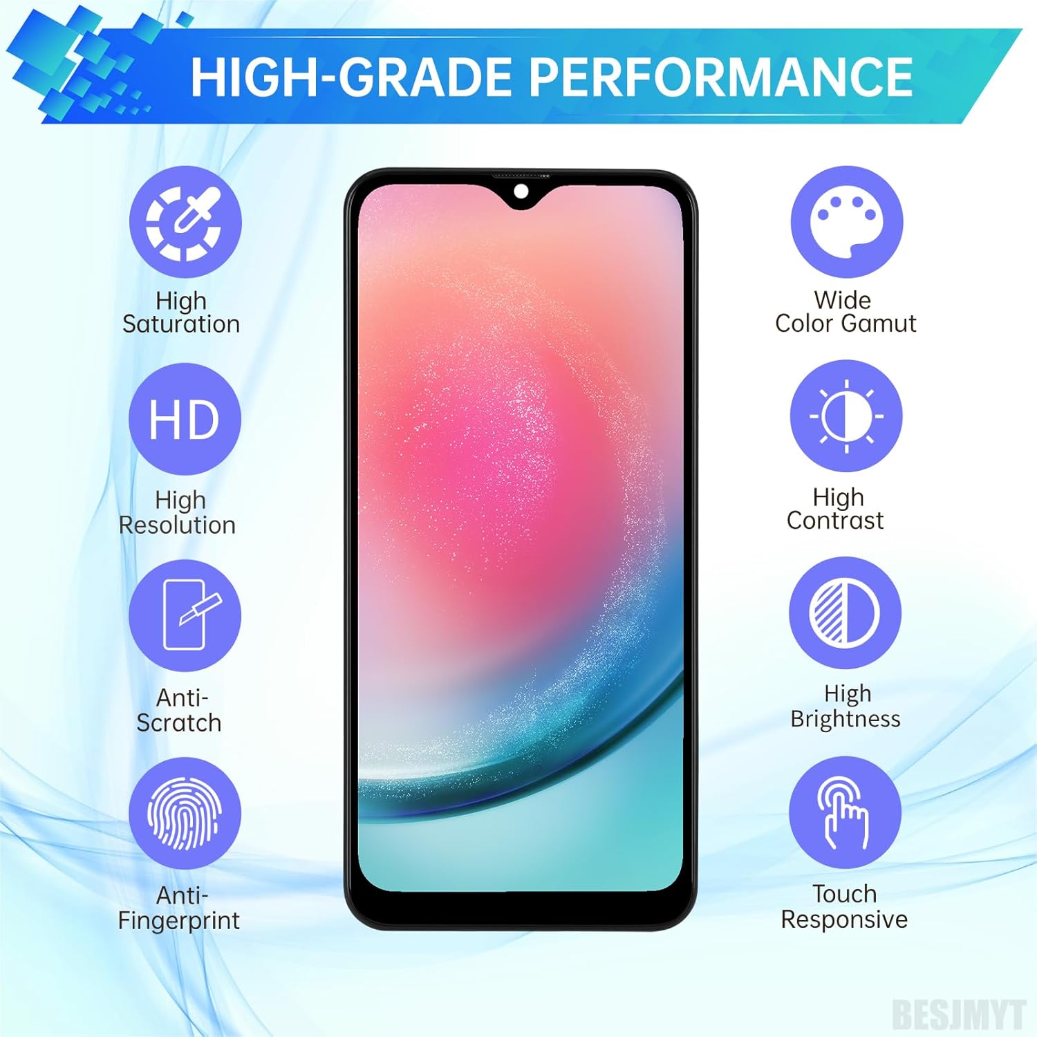 for Samsung Galaxy A24 AMOLED Screen Replacement with Frame OLED Display Touch Digitizer Full Assembly Fix Glass with Repair Tools Kit SM-A245F