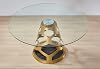 Neos Modern Furniture Round Clear Glass Gold Base Dining Table