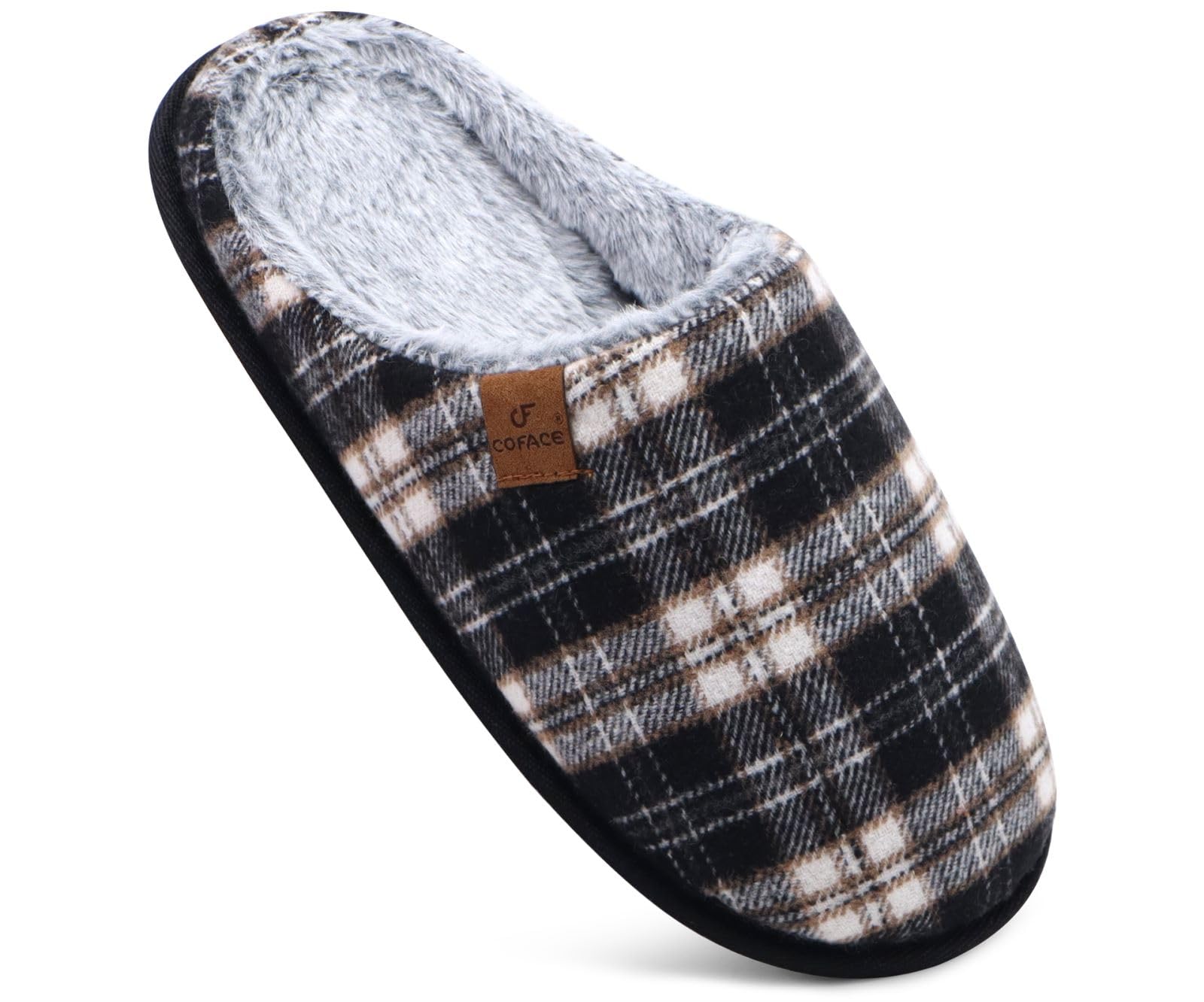 Pantofole da Uomo Invernali Plaid, Comoda Memory Foam Calde Scarpe da Casa in Lana con Suola Antiscivolo 40-47