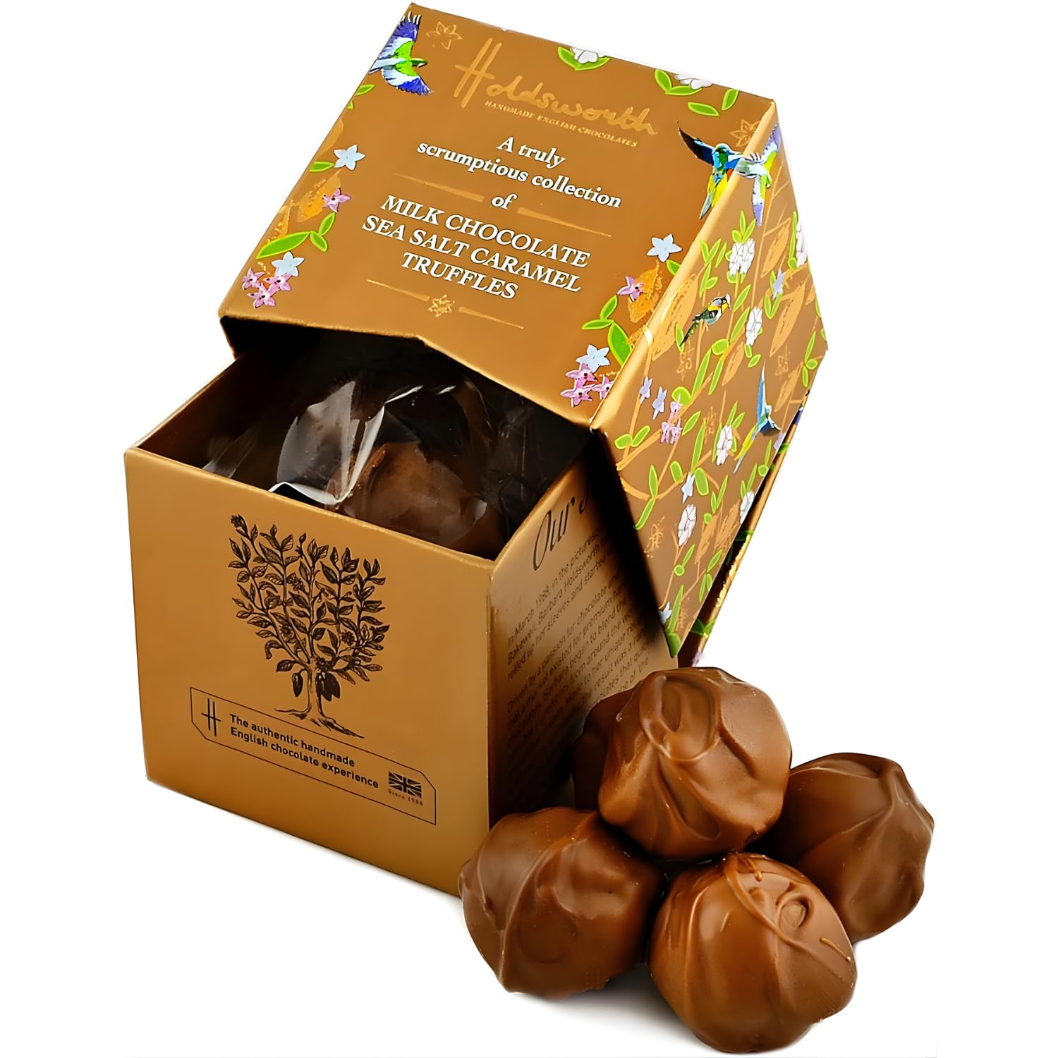 Holdsworth Chocolates Gift Box Sea Salted Caramel Truffles 55g - Chocolate Gift Box with Sea Salted Chocolate Truffle Caramels - Birthday, Christmas, Mothers Day Gifts for Her & Him.