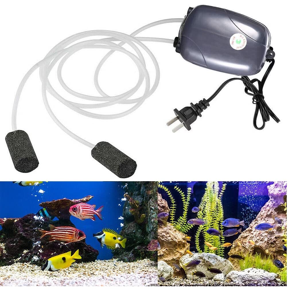 SANSEFERO Silent Mini Aerator Oxygen Pump for Aquarium | Includes 3 Meter Air Tube and 2 Air Stones | Efficient and Quiet Aquarium Aeration Solution (Double Nozzles RS-390) (B0C2KH4RHV) Amazon Price History, Amazon Price Tracker