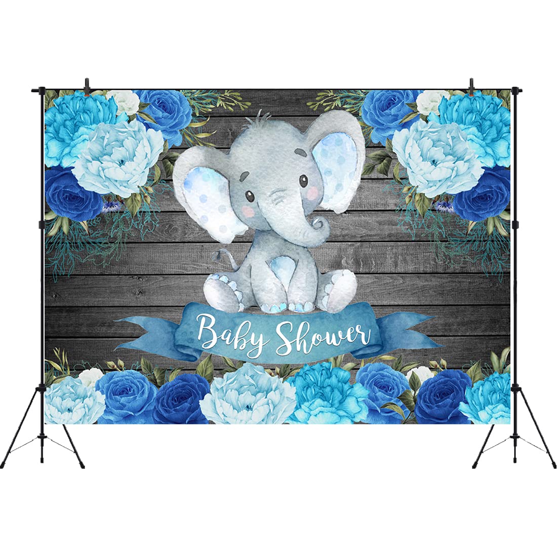 Buy Aperturee Boy Elephant Baby Shower Backdrops Blue Floral Watercolor